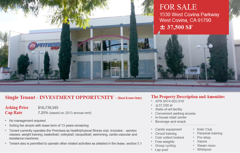 FOR SALE: 1530 West Covina Parkway, West Covina, CA 91790, +/-37,500 SF