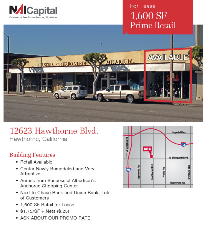 For Lease 1,600 SF Prime Retail