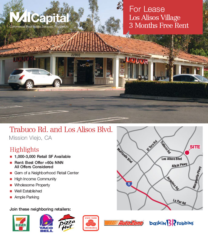 For Lease, Los Alisos Village, 3 Months Free Rent